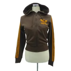 アディダスオリジナルス adidas originals ジャケット パーカー ミドル丈 XS ブラウン 茶 オレンジ ライン /HO39 ■GY61