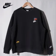 ナイキ NIKE スウェット L ブラック スウッシュ ロゴ刺繍 裏毛 パイル クレイジーパターン ユニセックス ストリート オーバーサイズ 古着 R122