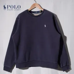 ポロ ラルフローレン POLO RALPH LAUREN フリース裏毛 スウェット L ネイビー ワンポイント ポニー ロゴ刺繍 シルバー ストリート アメカジ Y2K オーバーサイズ 古着 R210