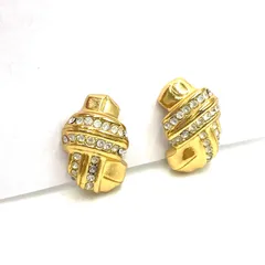 希少　Christian Dior クリスチャン　ディオール　イヤリング　両耳　ゴールド　ヴィンテージ　オールド　ライトストーン