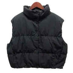 ユニクロ シー UNIQLO C ダウン クロップド ベスト 短丈 ブラック 黒 XL 472014