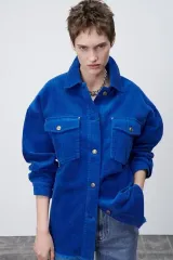 レディース ZARA ザラ コーデュロイ ポケット オーバーサイズ シャツ ジャケット