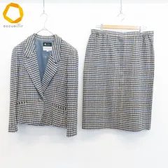 セリザワ serizawa カシミヤ混 スカートスーツ セットアップ チェック イタリア製生地 レディース [w835802i]