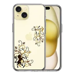 iPhone15 ケース クリア フローラル ユニコーン ブラウン スマホケース 側面ソフト 背面ハード ハイブリッド 