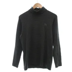 バーバリーゴルフ BURBERRY GOLF タートルネック 長袖Tシャツ カットソー 3 ダークグレー系 ボーダー /UO ■GY53