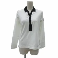 バーバリーゴルフ BURBERRY GOLF ゴルフウェア 長袖ポロシャツ L ホワイト 白 スキッパーカラー 黒襟 BGV41-555-01 /YS27 ■GY61
