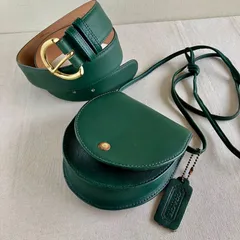 Rare Vintage Coach Horseshoe Belt Bag Classic Belt Crossbody Bottle Green Leather