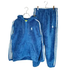ADIDAS アディダス INDIGO HERZ FUR HOODIE＆PANTS エコファー フーディー パンツ セットアップ IJ9087 IJ9084 フーディーXL パンツL ブルー メンズ