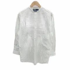 ポロ バイ ラルフローレン Polo by Ralph Lauren カジュアルシャツ 長袖 バンドカラー ストライプ柄 プルオーバー M 白 ホワイト 紺 ネイビー /SY54 ■GY61