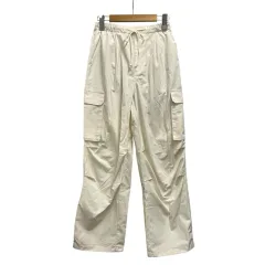 ジーユー GU カーゴパンツ 無地 ウエストゴム 221-347853 S オフホワイト