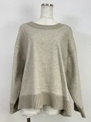 Studio CLIP異素材切替 ケーブル編みニット プルオーバー Fサイズ ベージュ系 ゆったり　20251224-0001