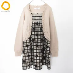 ギャラリービスコンティ GALLERY VISCONTI 重ね着風ワンピース チュニック チェック リボン 花 レース フリル レディース [a863568]