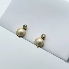 美品 Dior パール ラインストーン イヤリング ラウンド ゴールド クリスチャン ディオール Christian Dior ヴィンテージ　＿2