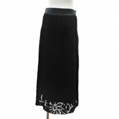 アンタイトル UNTITLED 美品 花柄 フロッキー ロング スカート ベロア 2 黒 ブラック 1218 ■YHS8