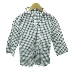 ラコステ LACOSTE シャツ ブラウス プルオーバー チェック柄 七分袖 42 白 黒 ホワイト ブラック 1220 ■YHS7