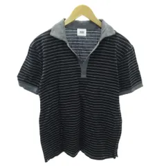 タケオキクチ TAKEO KIKUCHI ポロシャツ ボーダー 半袖 3 黒 ブラック 1220 ■YHS7