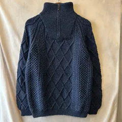 A5292b 90's Carriage Donn フィッシャーマン ケーブルニット 紺 L