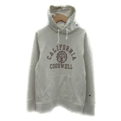 チャンピオン CHAMPION パーカー プルオーバー ミドル丈 プリント M ライトベージュ エンジ /YS31