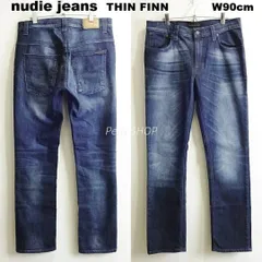 Nudie Jeans　ヌーディージーンズ　THIN FINN　W90cm / W34 / L　スキニースリムデニム　ストレッチ　濃紺　イタリア製　メンズ