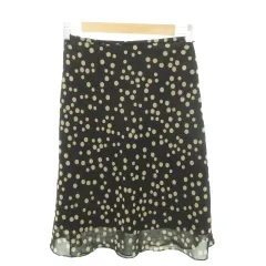 アンタイトル UNTITLED ひざ丈 スカート フレア ドット 日本製 薄手 2 Mサイズ 黒 ブラック ■GY61