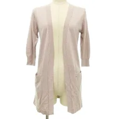 エフデ ef-de タグ付き ウール混 テンセル ニット カーディガン 薄手 ボタンレス 羽織 9 Mサイズ ピンクベージュ系 ■GY6