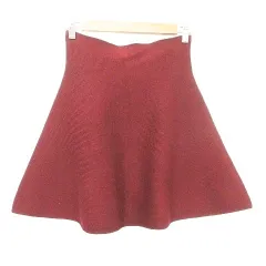 ザラ ZARA タグ付き ニット ミニスカート サーキュラー フレア Lサイズ ボルドー ■GY61