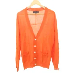 シップスジェットブルー SHIPS JET BLUE リネン カーディガン Vネック 無地 薄手 Mサイズ オレンジ ■GY61