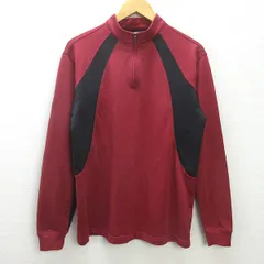 G■アディダス/adidas GOLF モックネックシャツ/スポーツウェア【M】赤黒/men's/72【中古】