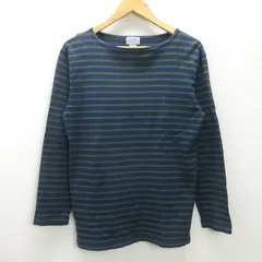 G■ビームス/BEAMS ロンT カットソー/ボーダー柄 コットン【L】紺緑/men's/76【中古】■