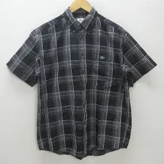 H■ラコステ/LACOSTE タータンチェック柄 半袖BDシャツ【4】黒/MENS■78【中古】