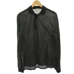 ディオールオム Dior HOMME ポロシャツ カットソー 長袖 ボーダー 48 黒 ブラック グレー /HNのサムネイル