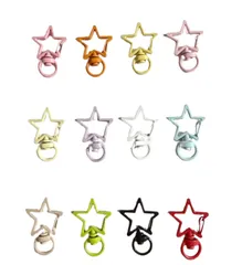 カラフル 星型カラビナ 回転カン付き 2個 全12色 DIYパーツ 手芸 基礎金具 ハンドメイド カラビナ 金属製 シンプル パーツ 多用途 アクセサリー 鍵 金具