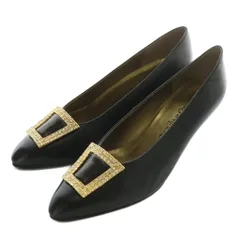 イヴサンローラン YVES SAINT LAURENT パンプス レザー ポインテッドトゥ ヒール ラインストーン 35.5 22.5cm 黒 ブラック /XZ ■GY13