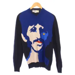ステラマッカートニー STELLA McCARTNEY THE BEATLES ビートルズ オンリーアノーザンソング グラフィック インターシャ ニット セーター 長袖 クルーネック ウール L 紺 ネイビー 青 ブルー /BB