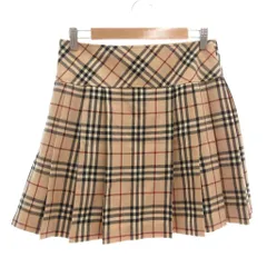 バーバリーブルーレーベル BURBERRY BLUE LABEL 美品 ミニスカート 38 ボックスプリーツ ノバチェック ベージュ /AE