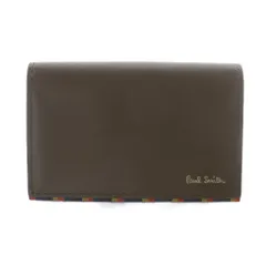 ポールスミス PAUL SMITH マルチストライプ カードケース 名刺入れ ロゴ 茶色
