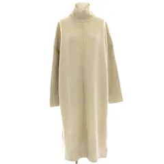 バーニーズニューヨーク BARNEYS NEW YORK ニットワンピース ひざ丈 長袖 ウール リブ切替 ベージュ /HN