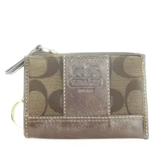 コーチ COACH 小銭入れ コインケース キャンバス レザー シグネチャー ロゴ 茶 ブラウン /AH17 ■GY11