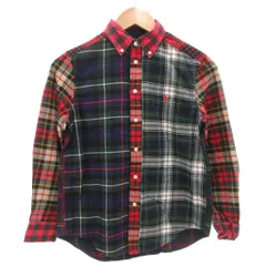 ラルフローレン RALPH LAUREN ボタンダウンネルシャツ 長袖 チェック クレイジーパターン ポニー刺繍 M 10-12 マルチカラー /GV ■GY18