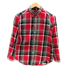 ラルフローレン RALPH LAUREN カジュアルシャツ ボタンダウン 長袖 チェック柄 M 10-12 150 マルチカラー 赤 レッド /HO2 ■GY53 男の子