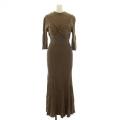 リリーブラウン Lily Brown 22AW レイヤードニットワンピース リブニットワンピ ロング マキシ オープンショルダー 五分袖 ONE 茶 ブラウン LWNO224082 /DK