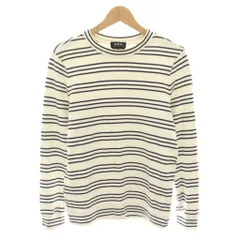 アーペーセー A.P.C. カットソー ロンT Tシャツ クルーネック 長袖 ボーダー柄 XS 白 ホワイト 紺 ネイビー /YT ■MU