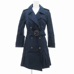 セリーヌ CELINE トレンチコート ジャケット ミドル丈 ガンパッチ マカダムチェーン柄 38 紺 ネイビー /JS ■GY19のサムネイル