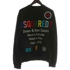 ディースクエアード DSQUARED2 21AW トレーナー スウェット 長袖 裏起毛 クルーネック レインボーカラーロゴ プリント M 黒 ブラック S74GU0520 S25042 /XZ ■GY01