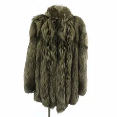 ノーブランド ファー コート アウター 毛皮 シルバーフォックス ミドル 白 ホワイト 茶色 ブラウン /XZ ■GY11