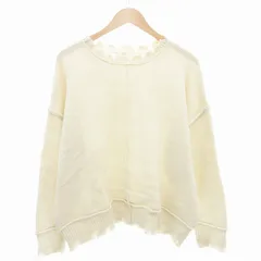 セポ CEPO 美品 ニット セーター ダメージ加工 クルーネック 長袖 M 白 ホワイト アイボリー /AE