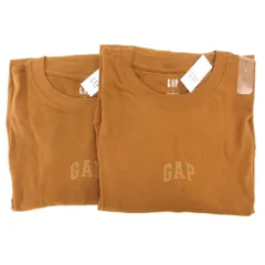 ギャップ GAP タグ付き ロゴプリントTシャツ まとめ 2点セット ロンT 長袖 クルーネック 茶 ブラウン /GV