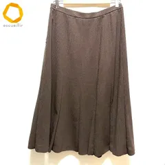 #a レリアン Leilian スカート 13+ 茶 ストライプ 大きいサイズ 日本製 レディース [940095] k01