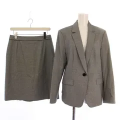インディヴィ INDIVI セットアップ スーツ 上下 テーラードジャケット 総裏地 シングル 1B タイトスカート ひざ丈 千鳥格子 42 41 グレー /BM