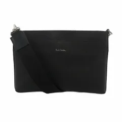 ポールスミス PAUL SMITH シグネチャーストライププラー 2WAY ミニショルダーバッグ クラッチバッグ サフィアーノエンボスレザー 黒 ブラック /UO